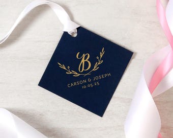 Personalized Initial Branch Tags - Wedding Party Gift Tags, Customized Monogram Stationary, Gift Wrap