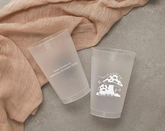 Personalized Cups, Whimsical Mushroom Frost Flex Cup | Plastic, BPA Free | 12oz, Baby Shower Favor