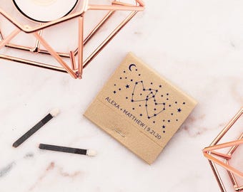 Wedding Matchbooks, Constellation Heart Design, Foil Stamped Cardstock - 30 Strike, Personalized