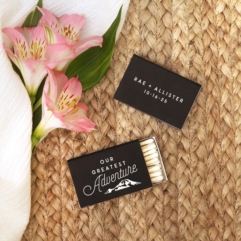 Personalized Matchboxes Our Greatest Adventure Wedding Favors, Wedding Matches, Personalized Matches, Custom Matchbox, Outdoor Wedding image 9