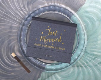 Just Married Matchbooks - Personalized Wedding Favor Matches with Foil