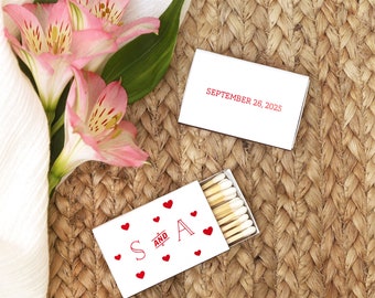Personalized Wedding Matchboxes Floating Hearts - Wedding Favor Matches, Wedding Decor, Personalized Matches, Custom Matchbox, Initials