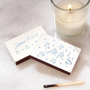 Custom Matchboxes Seaside  - Beach Wedding, Wedding Matches, Wedding Decor, Personalized Matches, Bridal Shower, Engagement Party Favor