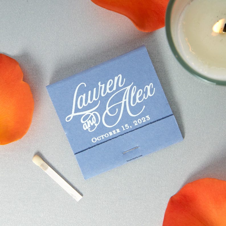 Custom Romantic Script Matchbook Personalized Wedding Matches for Party Favors image 8
