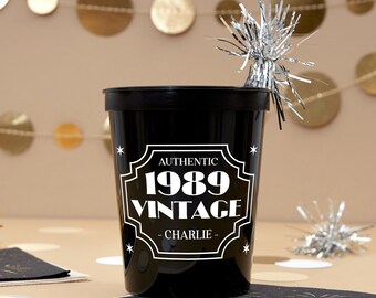 Personalized Cups, Stadium 16oz, Vintage Great Gatsby Design, Custom Name & Year, Recyclable