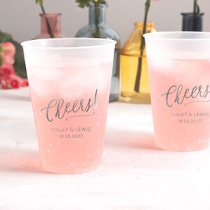 Cheers! Personalized Party Cups - 10oz Frost Flex Wedding Cups