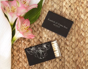 Custom Matchboxes Flowers - Wedding Favor, Personalized Wedding Matches, Bridal/Baby Shower Favor Matchbox, Peony Match Box, Garden Wedding