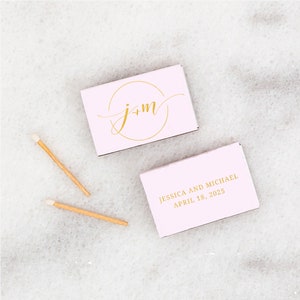 Customized Initial Matchboxes - Circle Monogram - Wedding Favors, Wedding Matches and Decor, Personalized Matches,  Match Box