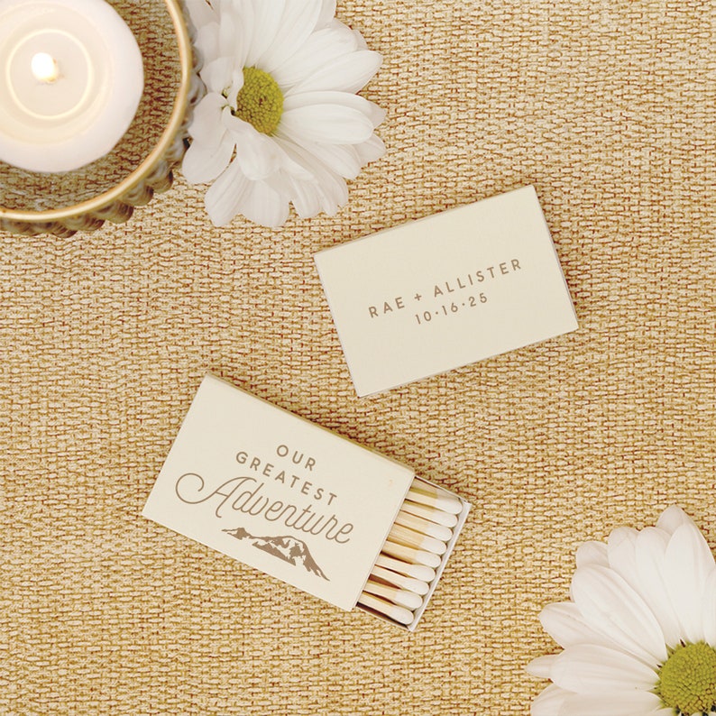 Personalized Matchboxes Our Greatest Adventure Wedding Favors, Wedding Matches, Personalized Matches, Custom Matchbox, Outdoor Wedding image 8