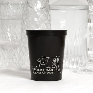 Personalized Party Cups - Charming Graduation Cups- 16oz Plastic Stadium Cups, Custom Party Cups, Graduation Cups, Party Favor