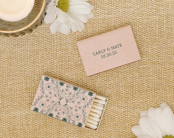 Custom Matchboxes Rose Pattern  - Wedding Favors, Wedding Matches, Wedding Decor, Personalized Matches, Custom Matchboxes, Match Box Favor