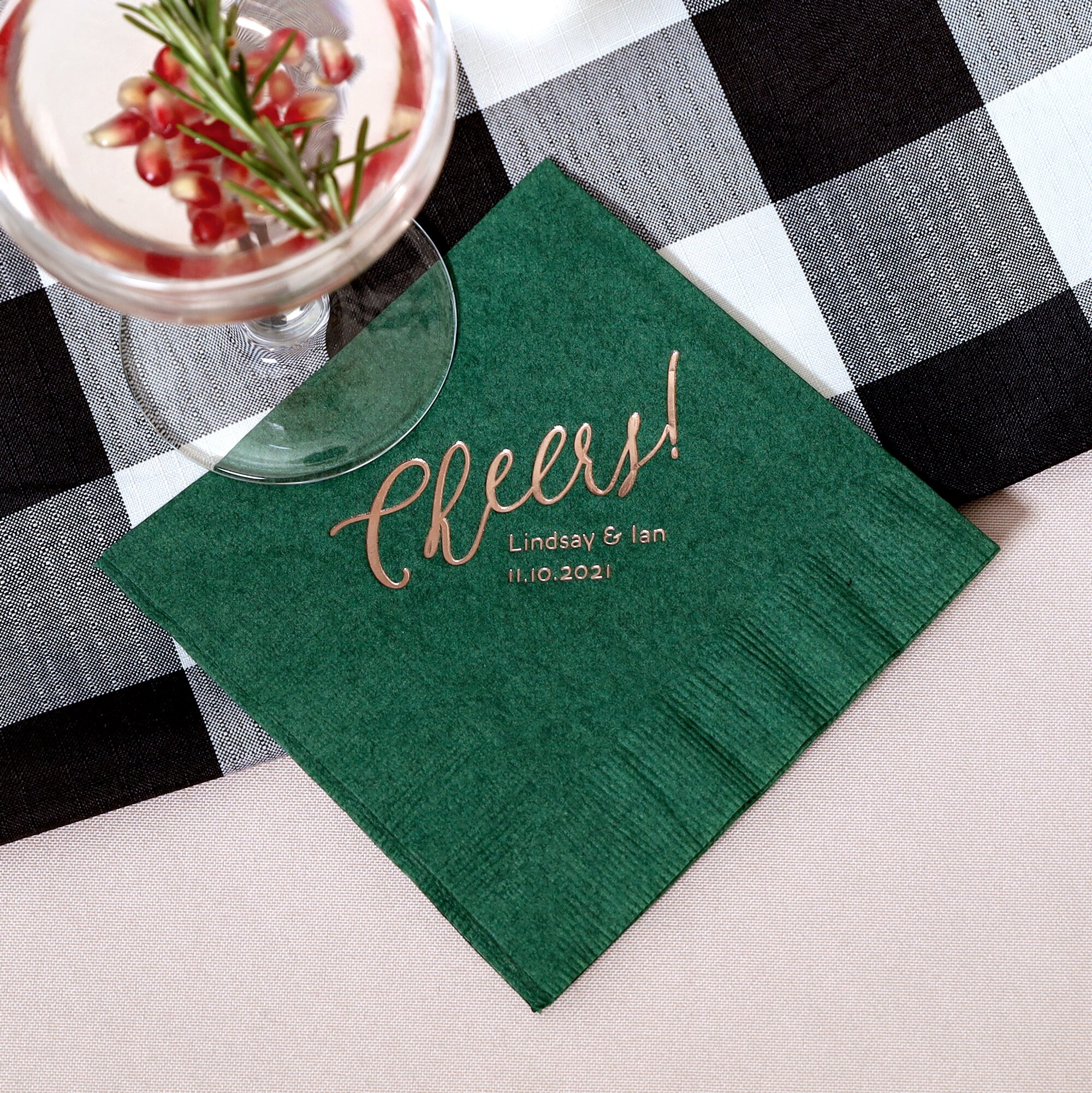 Custom Cocktail Napkins Cheers Script Wedding Cocktail Etsy