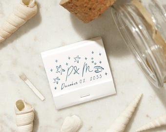 Seaside Wedding Matchbooks - Beach Wedding Matchbook, Wedding Decor, Wedding Gift, Bridal Shower, Engagement Party Favor, Birthday Match