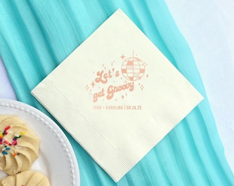 Cocktail Napkins, Disco Night Design | Personalized Wedding Beverage Supplies - 3 Ply, 4.75–5