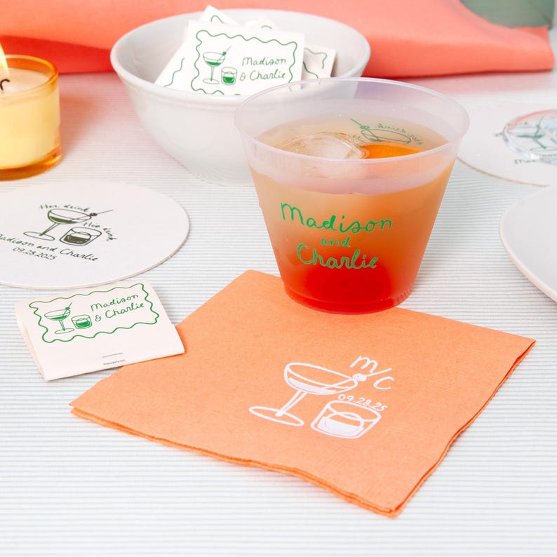 Personalized Napkins - Cocktail Hour Napkins - Wedding Cocktail Napkins, Personalized Foil Napkins, Anniversary, Rehearsal Dinner image 7