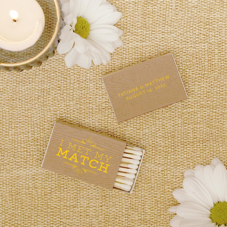 Custom Deco Matchboxes I Met My Match - Wedding Matchbox Favors, Wedding Matches, Engagement Party, Personalized Matches, Custom Matchboxes 