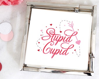 Stupid Cupid - Pack of 20 or 50 Party Cocktail Napkins -  Engagement, Valentines Party, Galentine Party