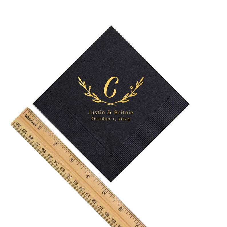 Personalized Cocktail Napkins With Initial Branches Design Etsy