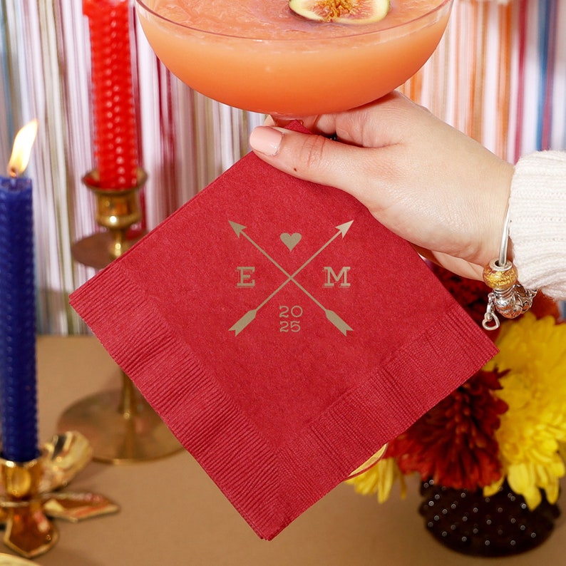 Cocktail Napkins Custom Printed Initials & Arrows Etsy