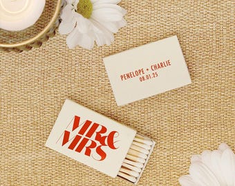 Custom Wedding Matchboxes - Mr and Mrs Personalized Matches for Wedding Favors