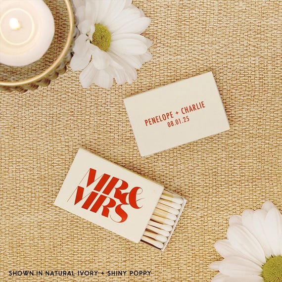 Custom Wedding Matchboxes - Mr and Mrs Personalized Matches for Wedding Favors