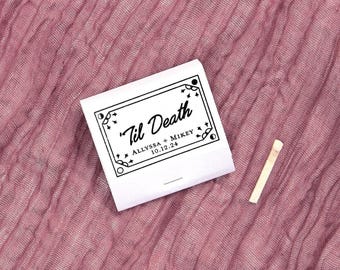 Personalized Wedding Matchbooks, Til Death Script Font, Gothic Party Favors