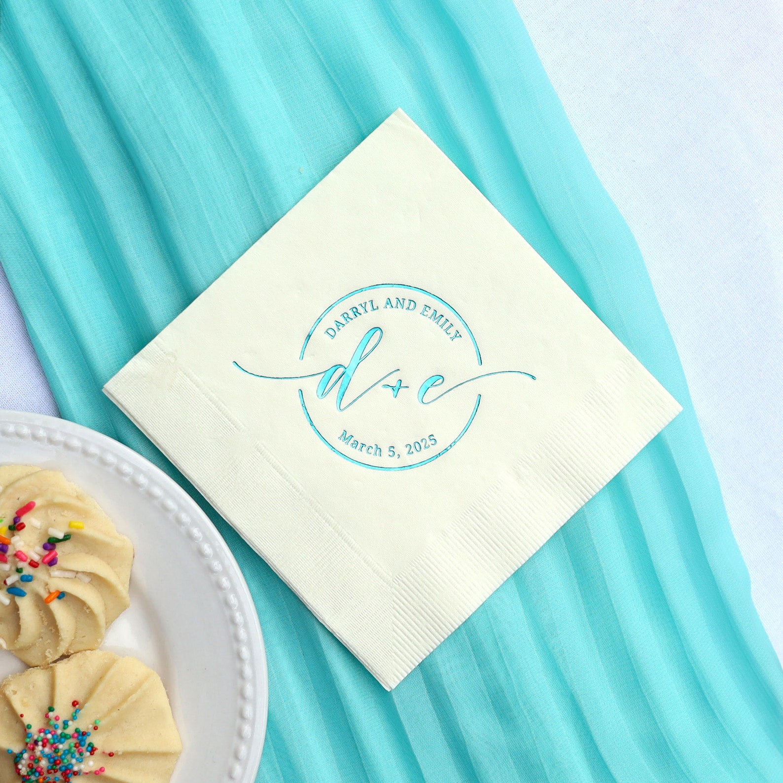 Personalized Wedding Cocktail Napkins Circle Monogram Etsy