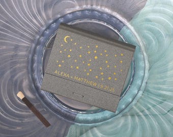 Personalized Party Favor Matchbooks - Under The Stars - Wedding Favor, Wedding Decor, Personalized Matches, Custom Shower Favor, Galaxy