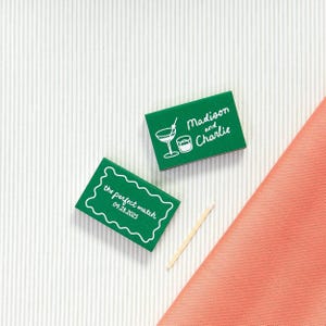 Personalized Line Art Cocktail Hour Matchboxes - Classic Wedding Reception Favor