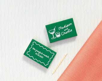 Personalized Matchboxes with Cocktail Drinks Design, Wedding Party Favor