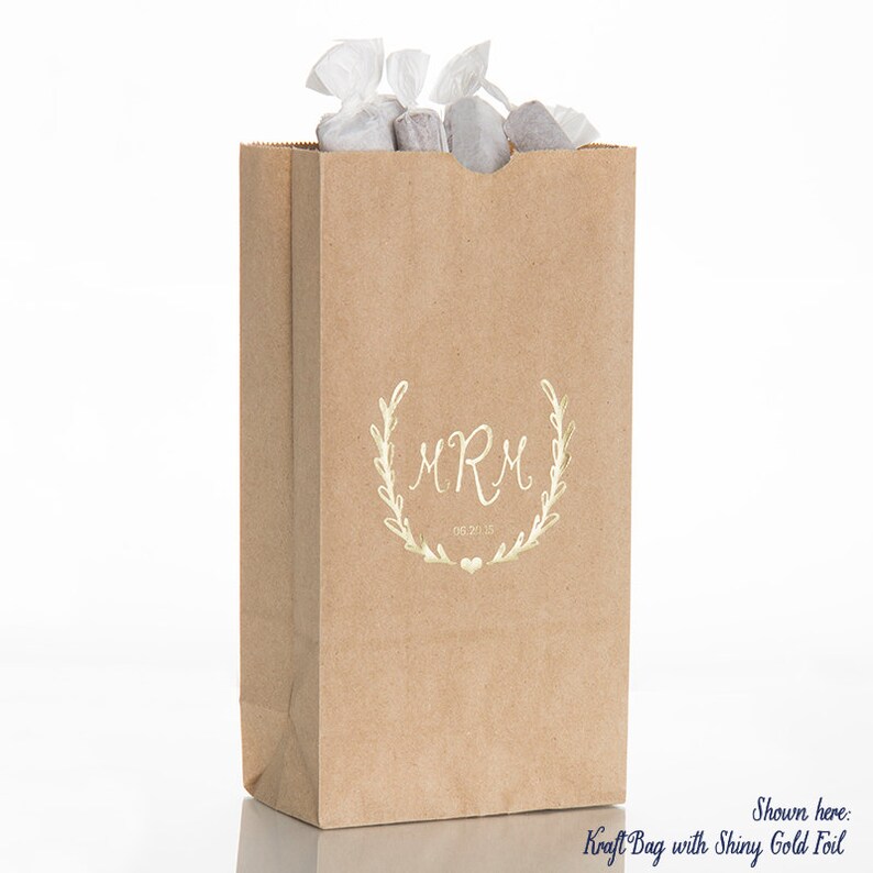 Custom Goodie Bags Monogram Heart Wreath Party Favors Etsy