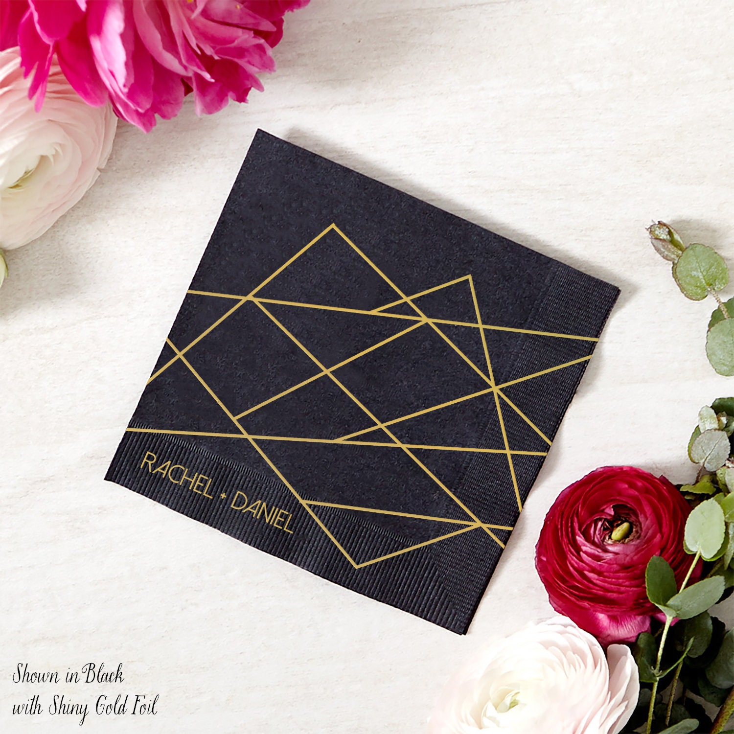 Personalized Wedding Cocktail Napkins Geometric Love Etsy
