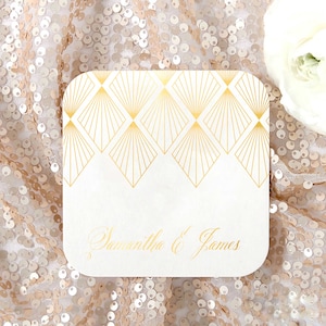 Diamond Deco Coasters – Personalized Barware - Wedding, Engagement Party, Brunch, Birthday, Bridal Shower, New Years Eve