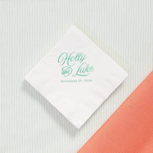 Romantic Script Napkins - Wedding Napkins, Wedding Decor, Foil Stamped Napkins, Reception Decoration