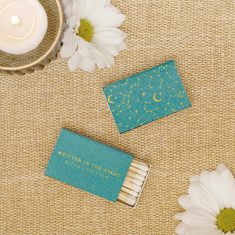 Personalized Matchboxes Written in the Stars Custom Constellation Wedding Matches, Custom Matchbox, Match Box Favor, Galaxy Wedding image 6