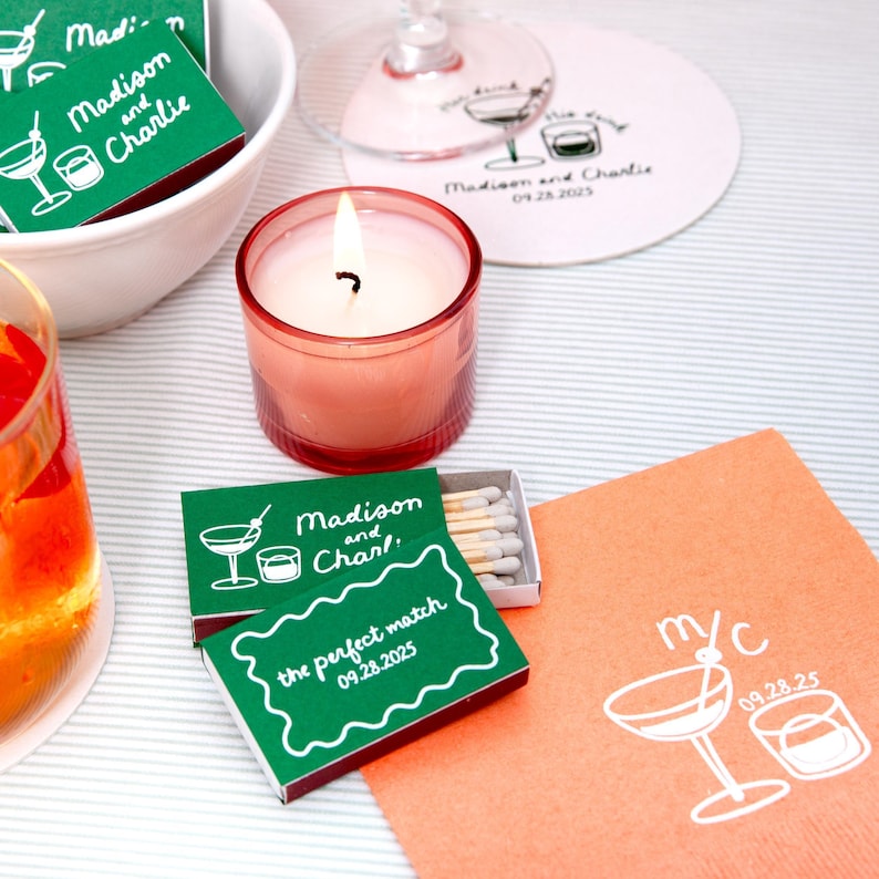 Custom Cocktail Hour Matchboxes - Wedding Favor Matches, Wedding Decor, Personalized Matches, Custom Matchboxes, Match Box Favors image 7