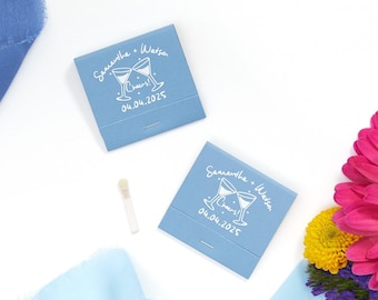 Custom Matchbooks, Foil Stamped Wedding Favors, Hand-Drawn Cocktail Design, Personalized Names & Date