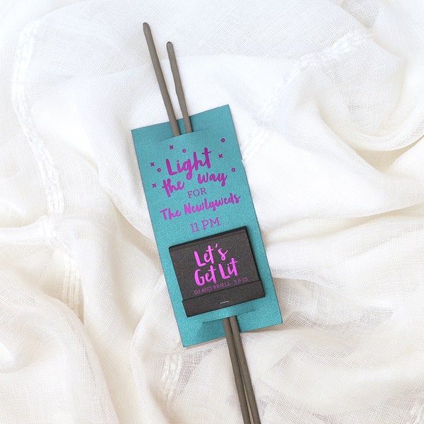 Custom Sparkler Sleeve with Matchbook - Light The Way for the Newlyweds - Wedding Sparkler Send Off, Favors, Let's Get Lit