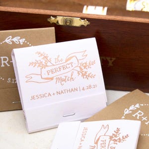 The Perfect Match Wedding Match with Banner - Wedding Favor, Custom Match, Wedding Decor, Wedding Matchbook Favors