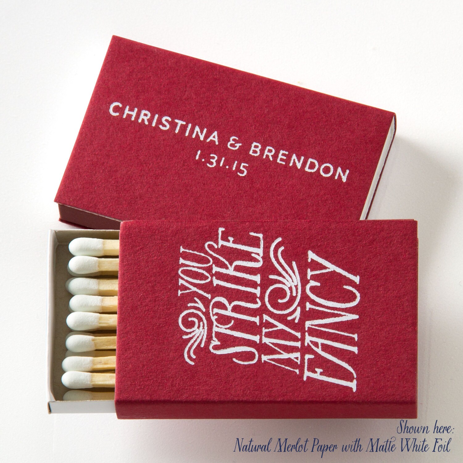 Custom Wedding Matchboxes Strike My Fancy Wedding Favors Etsy