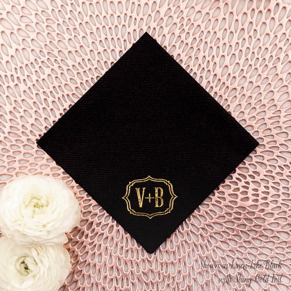 Bracket Initials Linen Like Cocktail Napkins Wedding Etsy