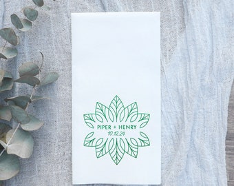 MERRY MANDALA Linen Like Guest Towels - Hand Towel, Bath Towel, Personalized Towel, Wedding Decor, Custom Wedding Gift, Bridal Shower Gift