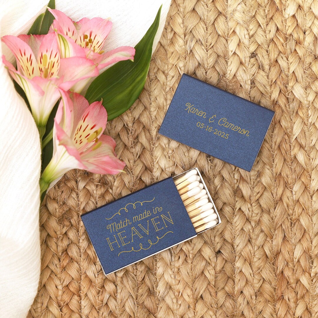 Match Made in Heaven Matchboxes Custom Printed Wedding Favor, Wedding