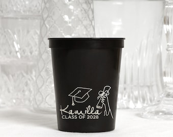 Graduation Party Cups - Personalized 16oz Stadium Cups with Custom Text