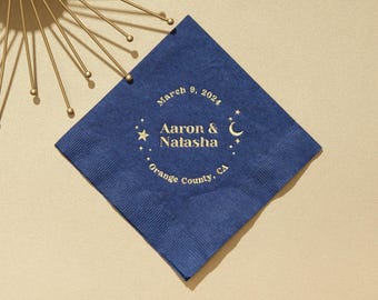 Under The Stars Cocktail Napkins - Celestial Wedding Napkins
