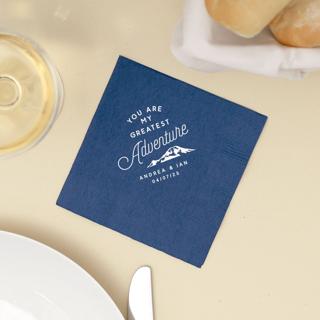 Mountain Wedding Cocktail Napkins Greatest Adventure Personalized Party