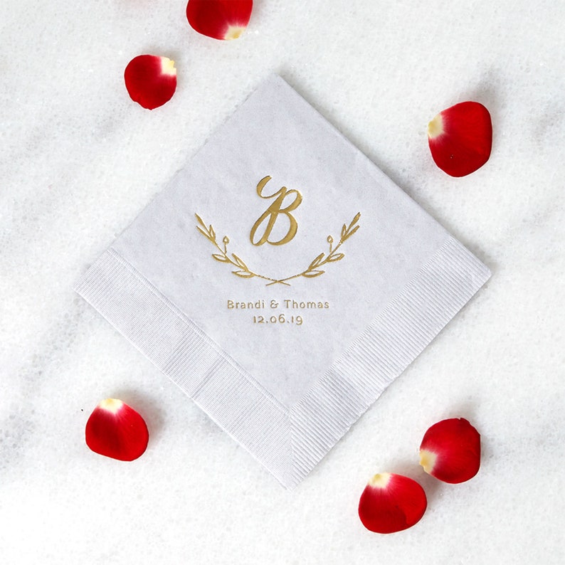 Personalized Cocktail Napkins With Initial Branches Design Etsy