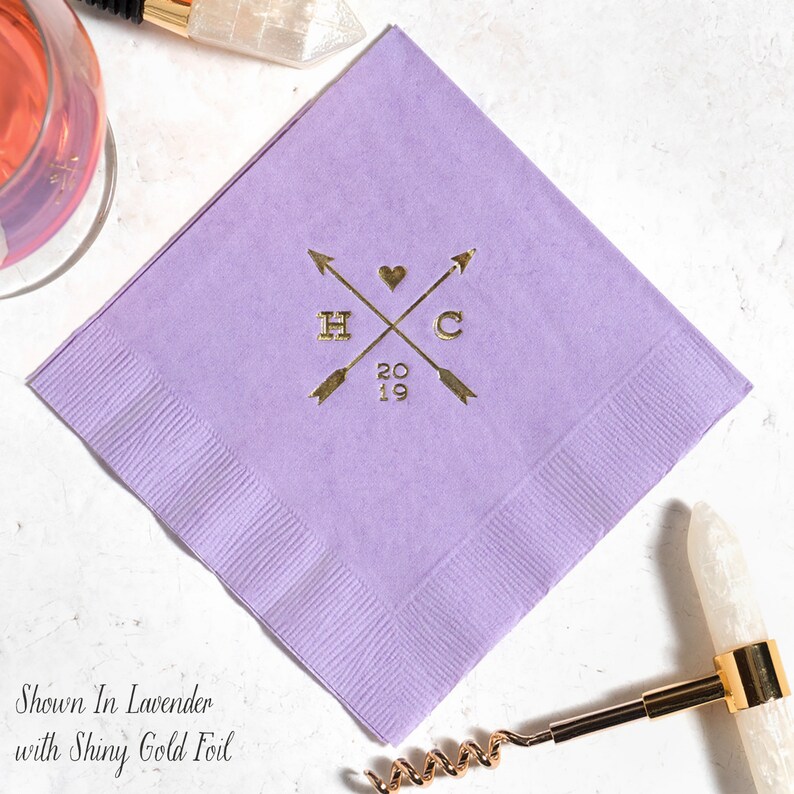 Cocktail Napkins Custom Printed Initials & Arrows Etsy