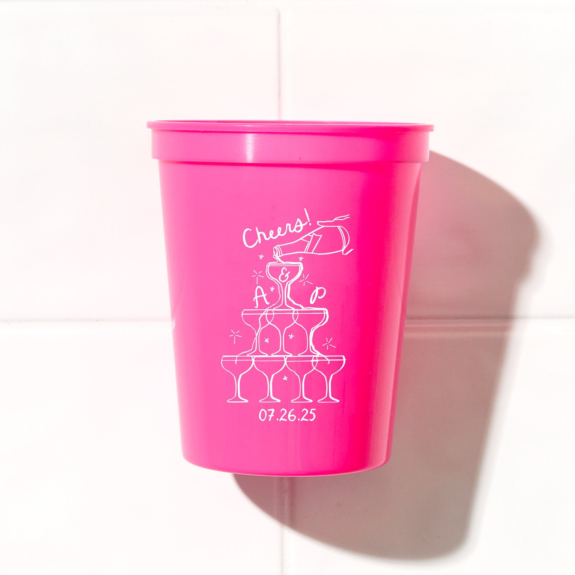 Personalized Party Cups - Champagne Tower - 16oz Plastic Stadium Cups,  Custom Party Cups, Bachelorette, Bridal Shower - Etsy