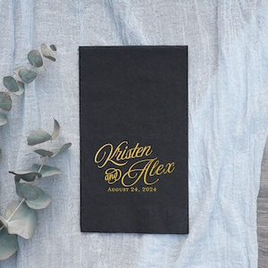 Romantic Script - Personalized Guest Hand Towels, Hand Towel, Dinner Napkin, Personalized Napkin, Wedding Decor, Bathroom Decor